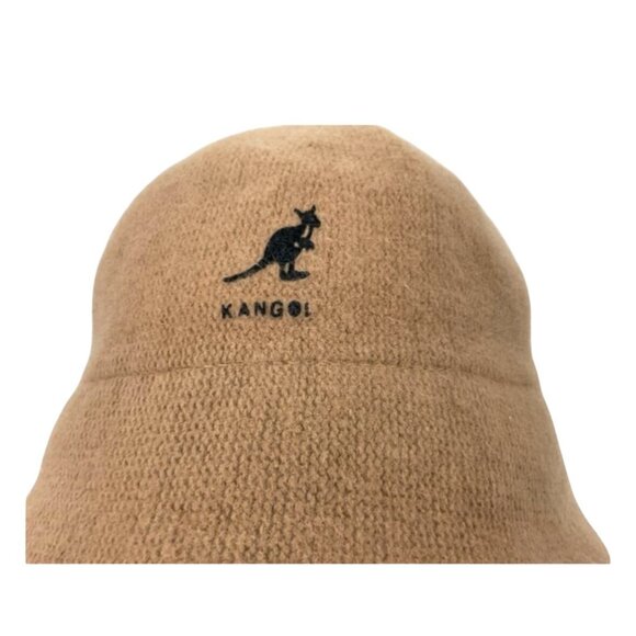 Kangol Angora Bucket Hat Camel Brown Textured Wool Blend Minimalist Streetwear - Picture 2 of 7